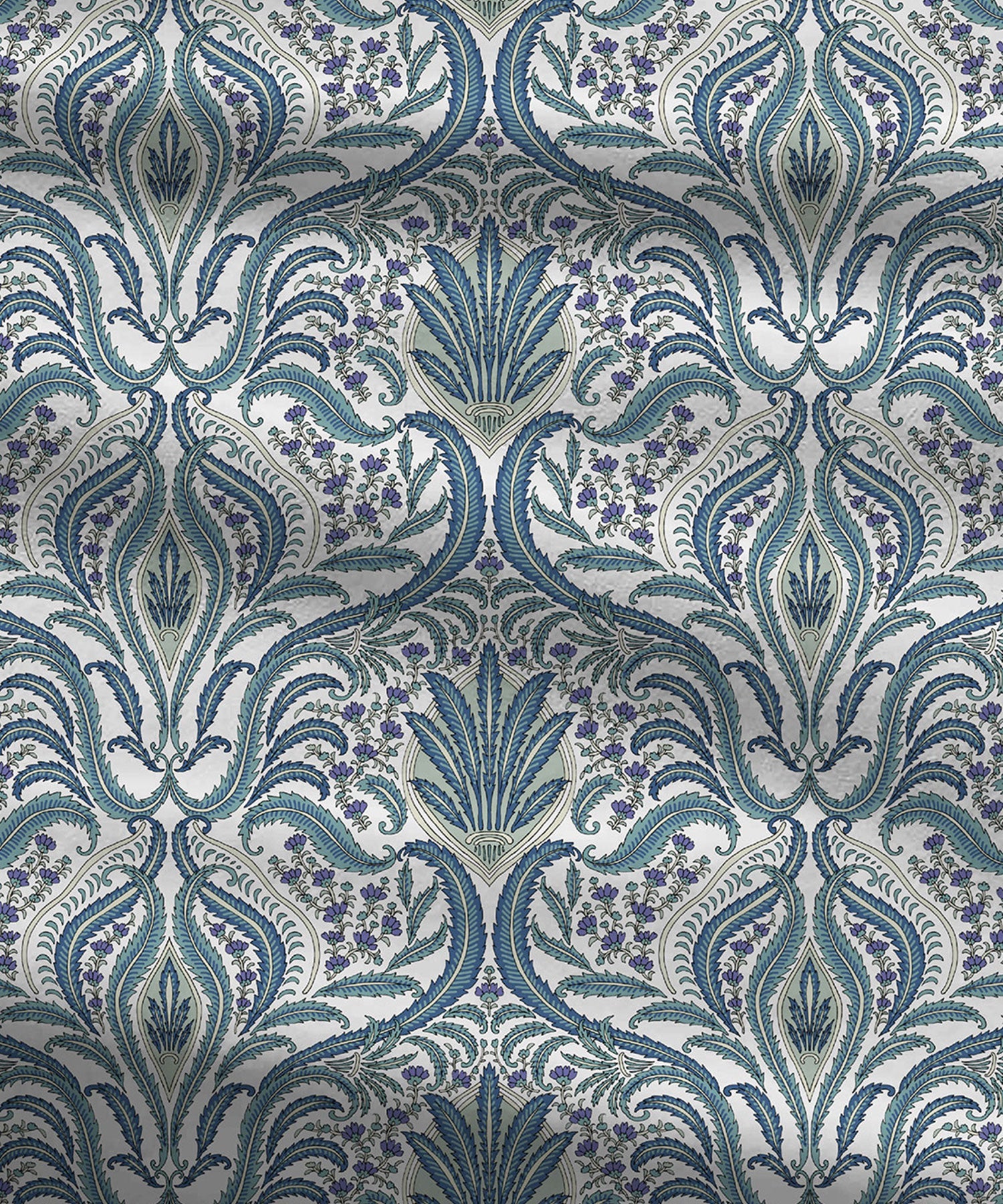 Celebration Queen Bedsheet Set, Gulnaz Blue|144 TC Cotton|2 Pillow Covers