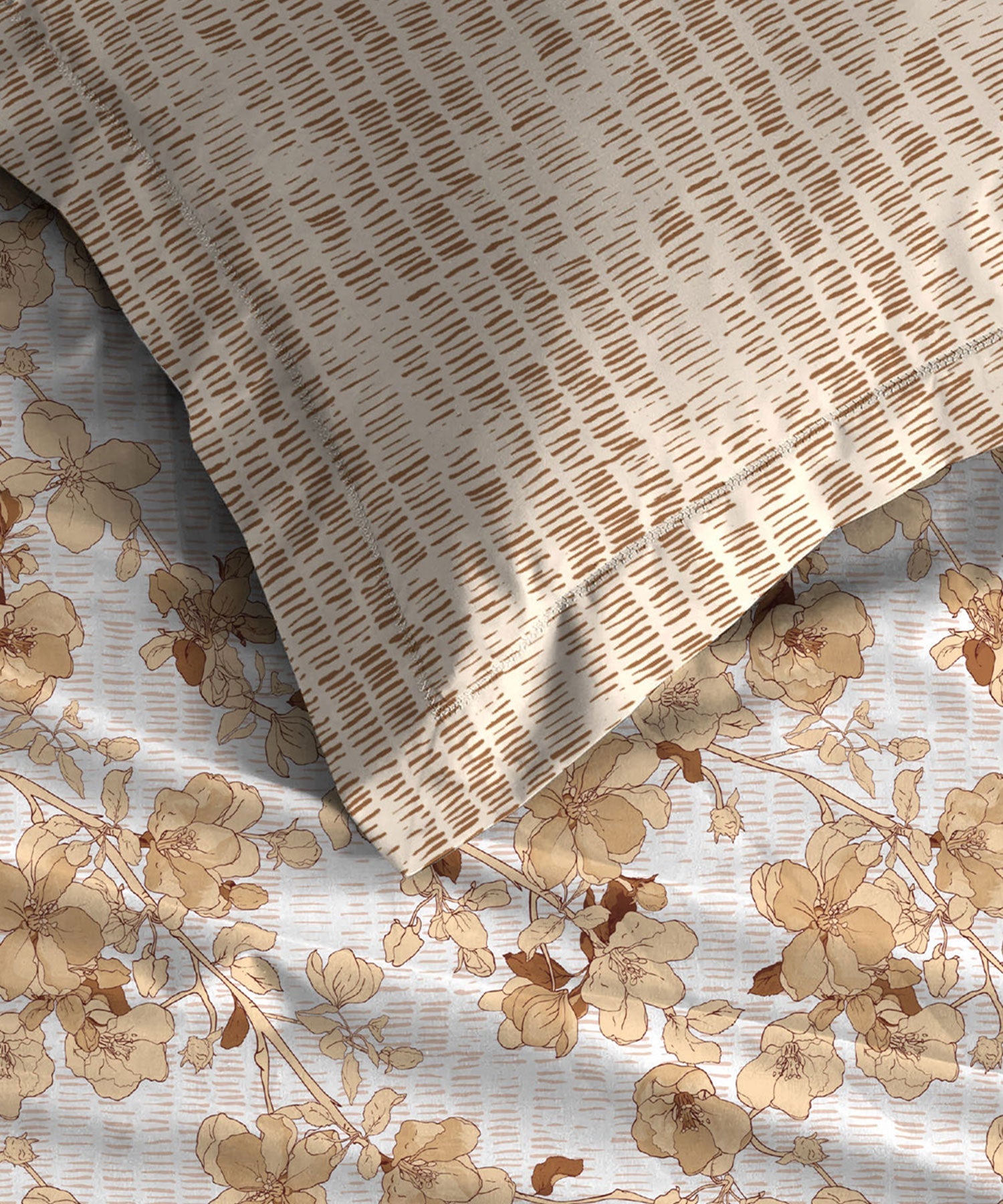 Celebration Queen Bedsheet Set, Shabnam Brown|144 TC Cotton|2 Pillow Covers