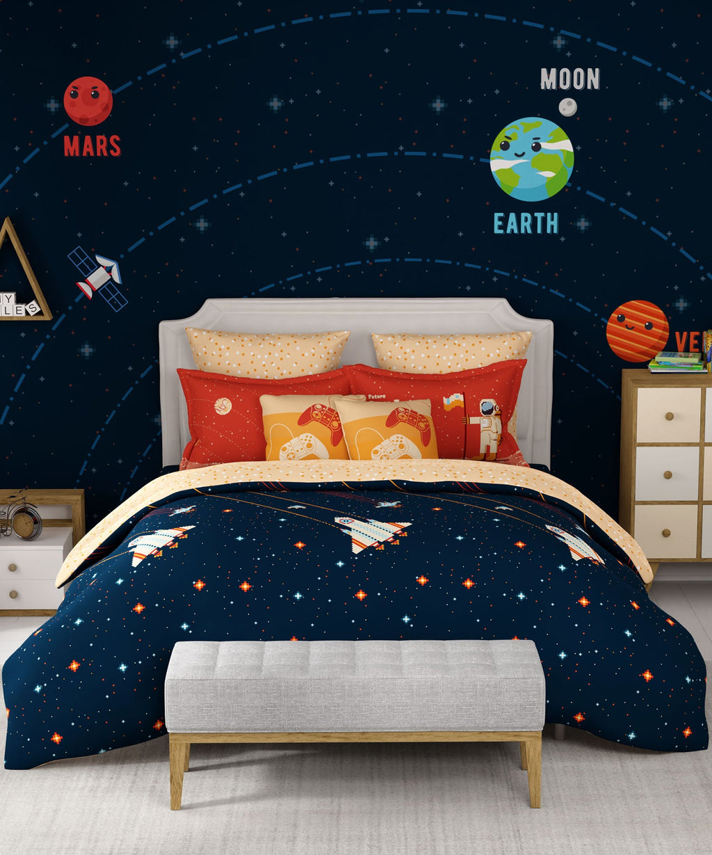 Juniors Double Bedsheet, Lightyear| 144TC Cotton|2 Pillow Covers & 2 Cushion Covers