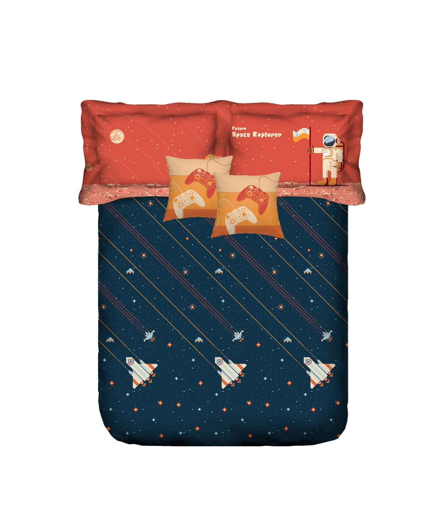Juniors Double Bedsheet, Lightyear| 144TC Cotton|2 Pillow Covers & 2 Cushion Covers
