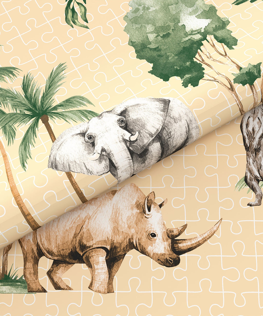 Juniors Double Bedsheet, Jigsaw Jungle| 144TC Cotton|2 Pillow Covers & 2 Cushion Covers