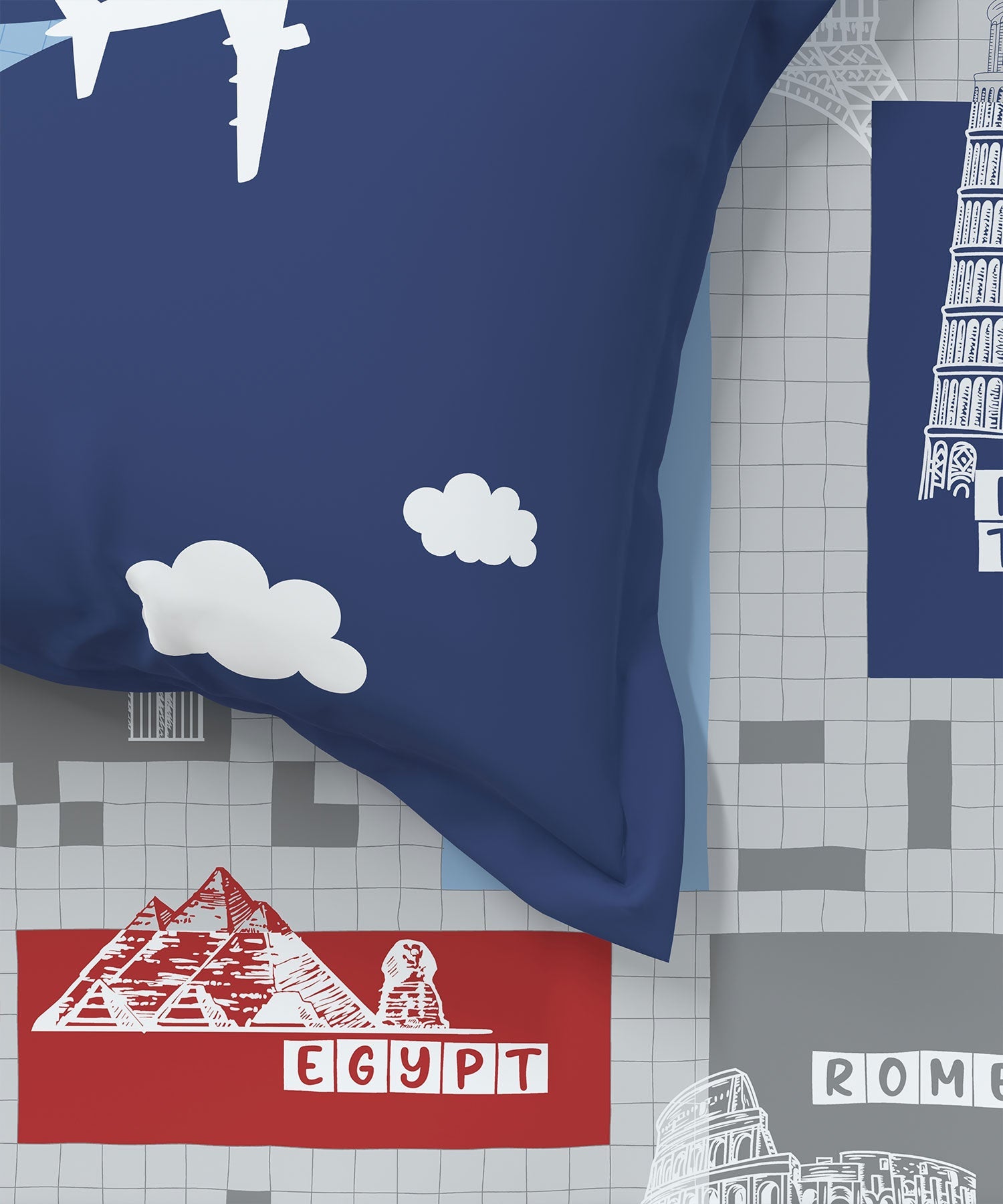 Juniors Double Bedsheet, Crossword| 144TC Cotton|2 Pillow Covers & 2 Cushion Covers