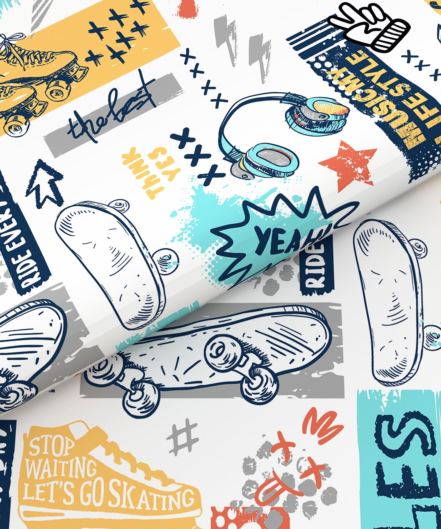 Juniors Double Bedsheet, Streetstyle Skate| 144TC Cotton|2 Pillow Covers & 2 Cushion Covers