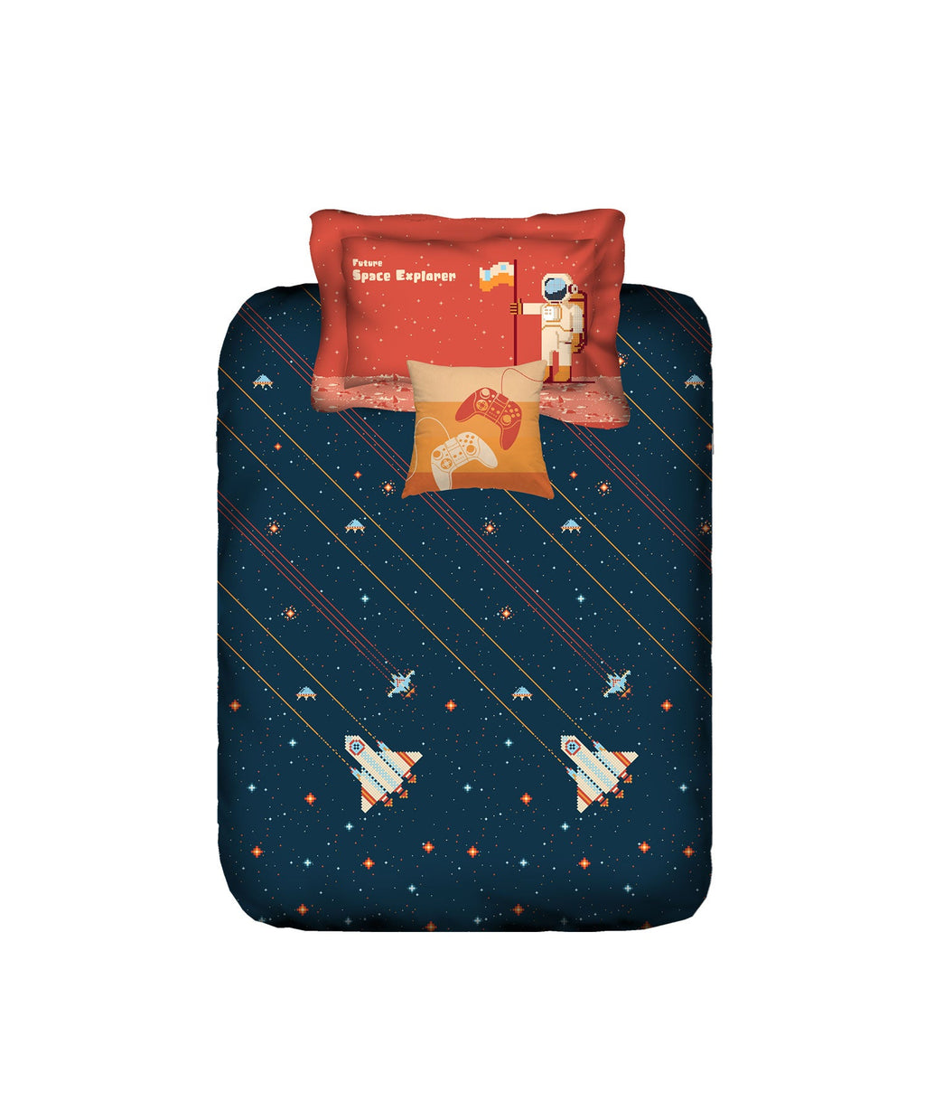 Juniors Single Bedsheet Set, Lightyear|144 TC Cotton|1 Pillow Cover