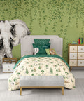 Juniors Single Bedsheet Set, Jigsaw Jungle|144 TC Cotton|1 Pillow Cover