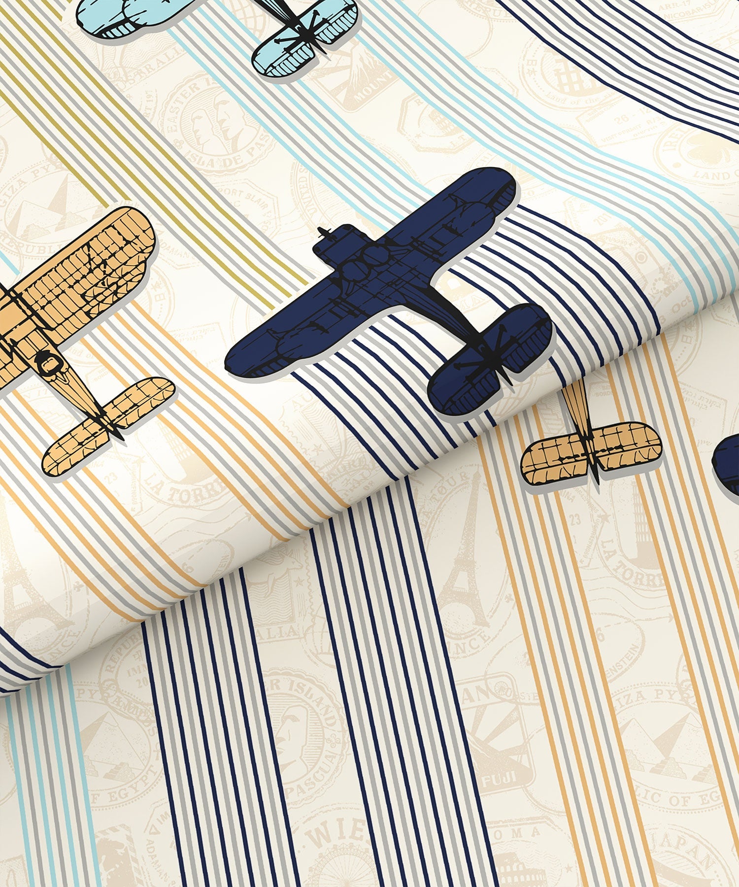 Juniors Single Bedsheet Set, Passport|144 TC Cotton|1 Pillow Cover