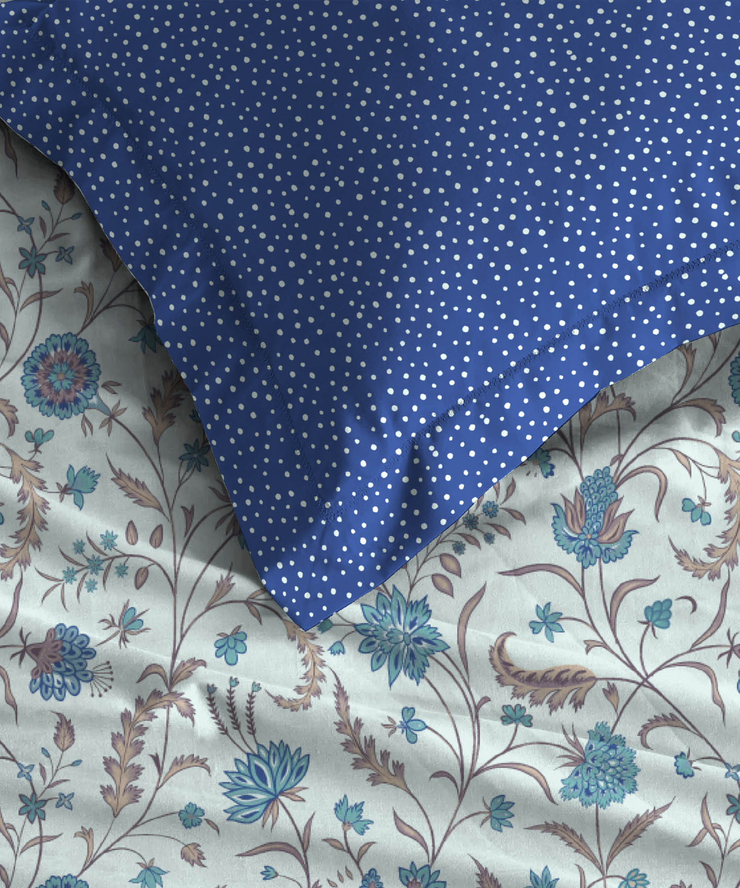 Dusk & Dawn Queen Bedsheet Set, Coromandel Blue| 144 TC Cotton|2 Pillow Covers
