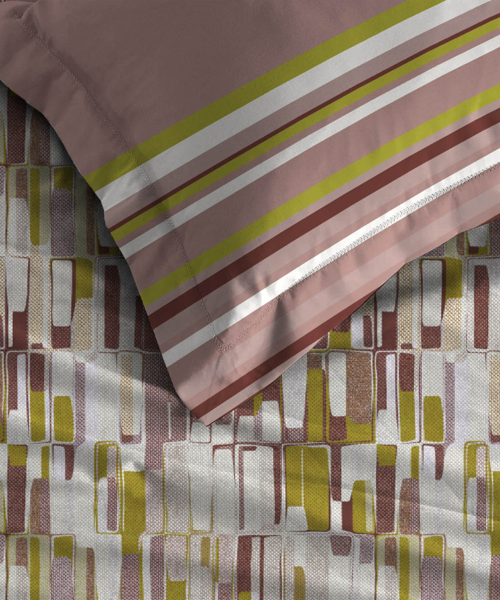 Dusk & Dawn Queen Bedsheet Set, Crossroads Red| 144 TC Cotton|2 Pillow Covers