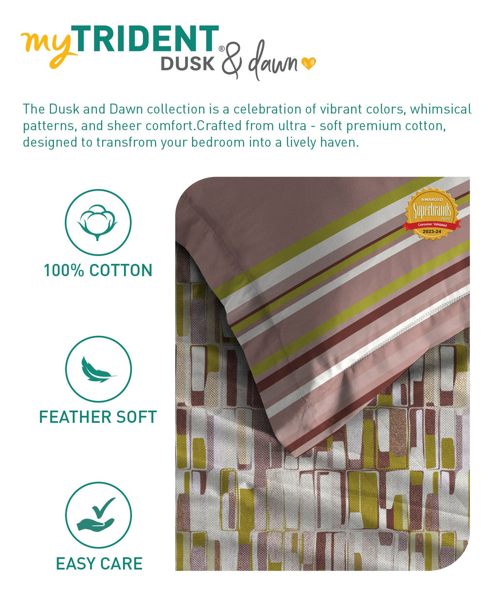 Dusk & Dawn Queen Bedsheet Set, Crossroads Red| 144 TC Cotton|2 Pillow Covers
