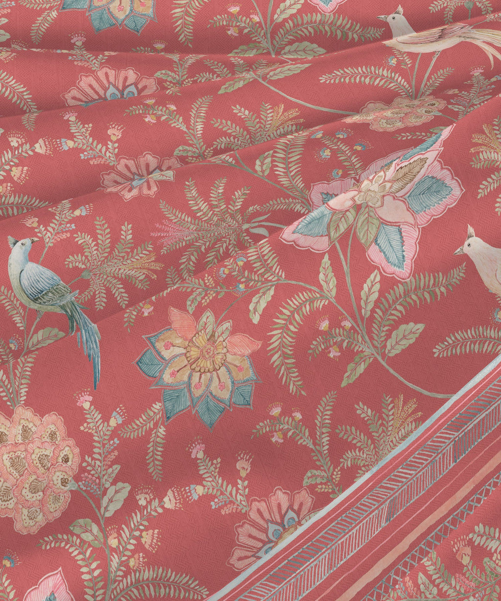 Indulgence Painterly Pattern King Bedsheet Set, Valencia|300 TC Cotton| 4 Pillow Covers