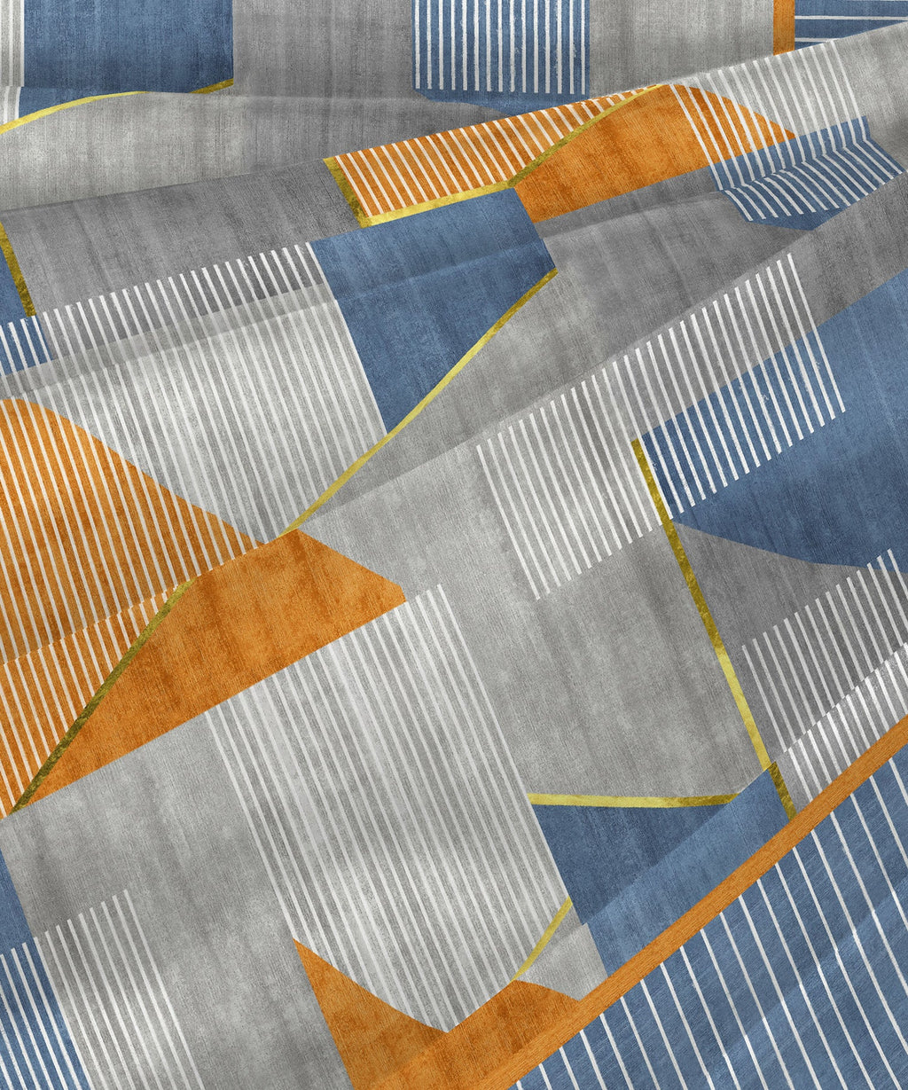 Indulgence Painterly Pattern King Bedsheet Set, Geo-Classical|300 TC Cotton| 4 Pillow Covers