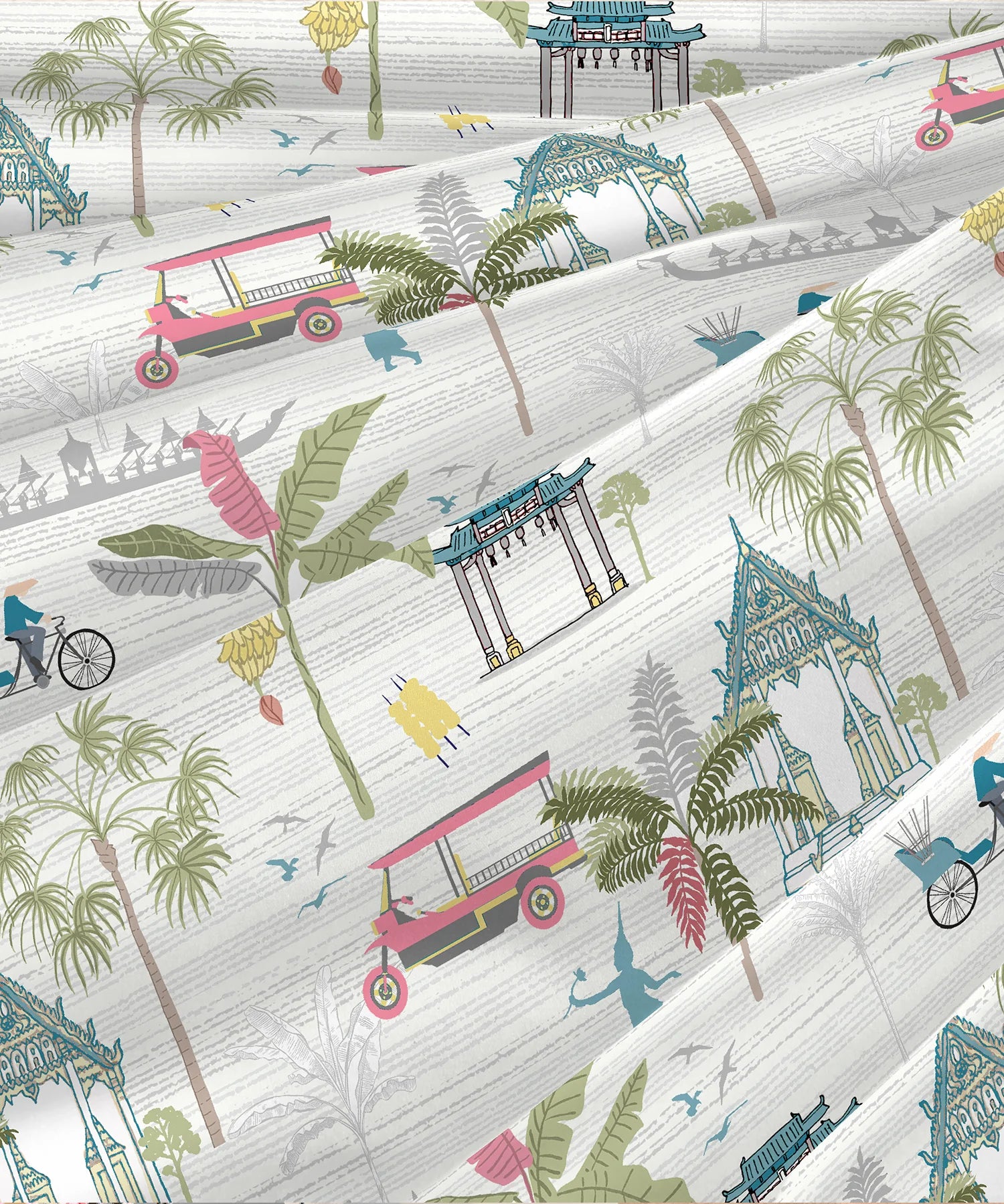 His & Her King Bedsheet Set, Ko Samui|144 TC Cotton| 2 Pillow Cover & 2 Cushion Covers