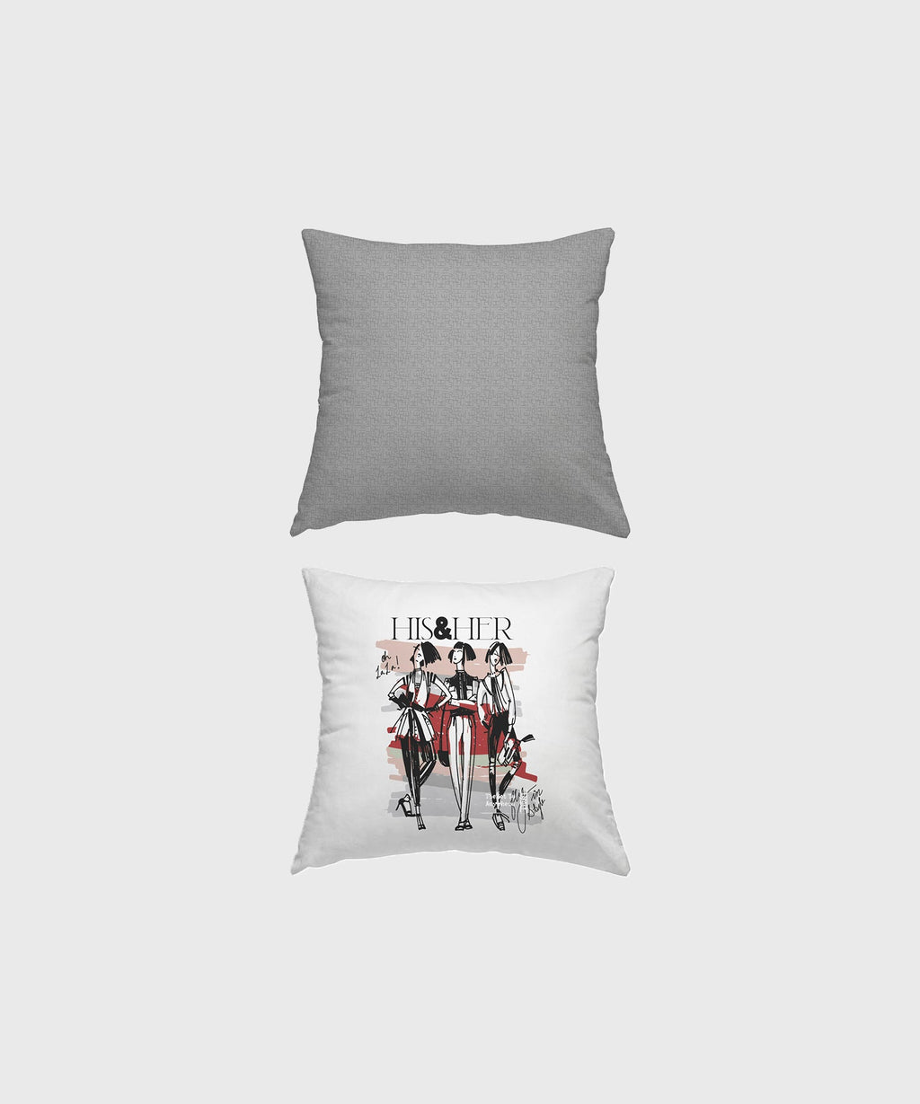 His & Her King Bedsheet Set, London Calling |144 TC Cotton| 2 Pillow Cover & 2 Cushion Covers