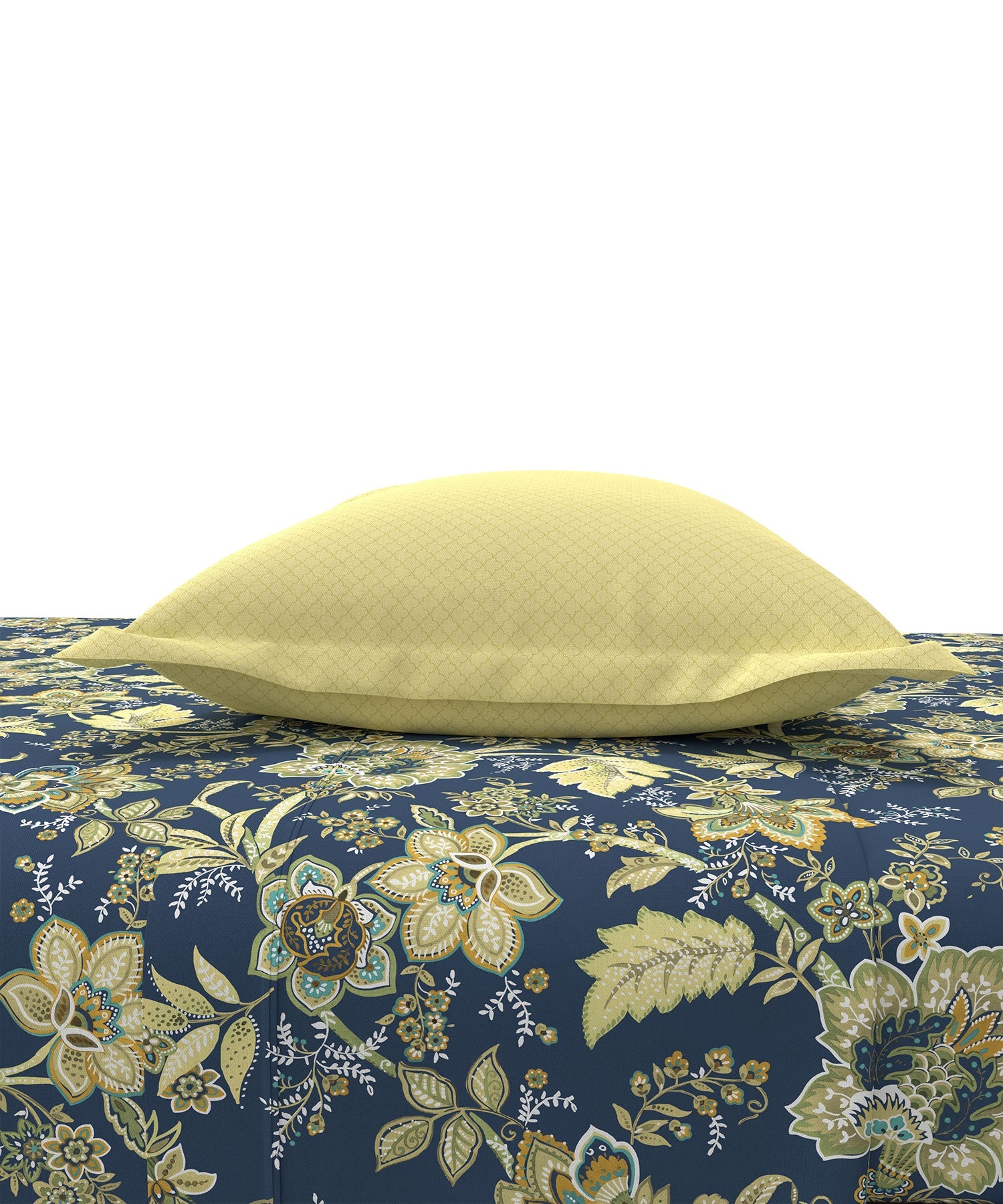 Home Essential King Printed Bedsheet, 144TC, 100% Cotton-Elaila Navy Blue