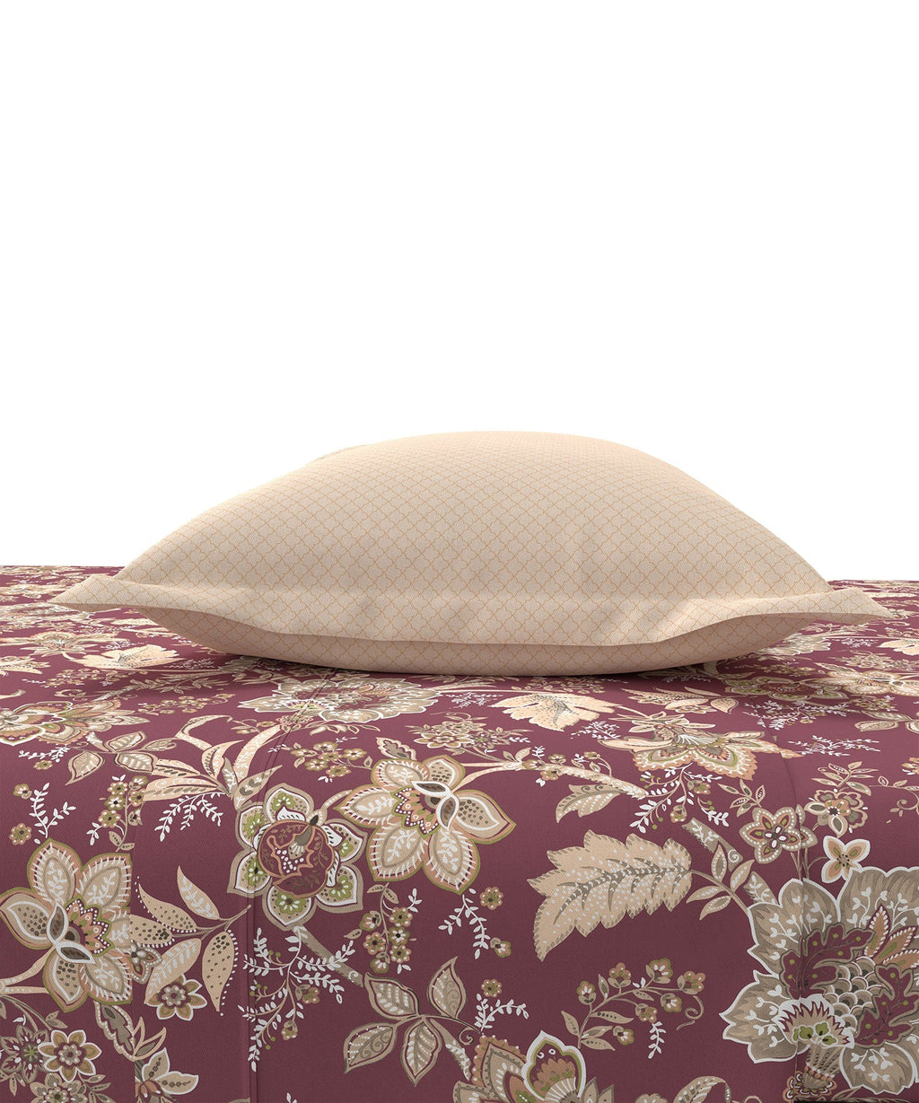Home Essential King Printed Bedsheet, 144TC, 100% Cotton-Elaila Mauve