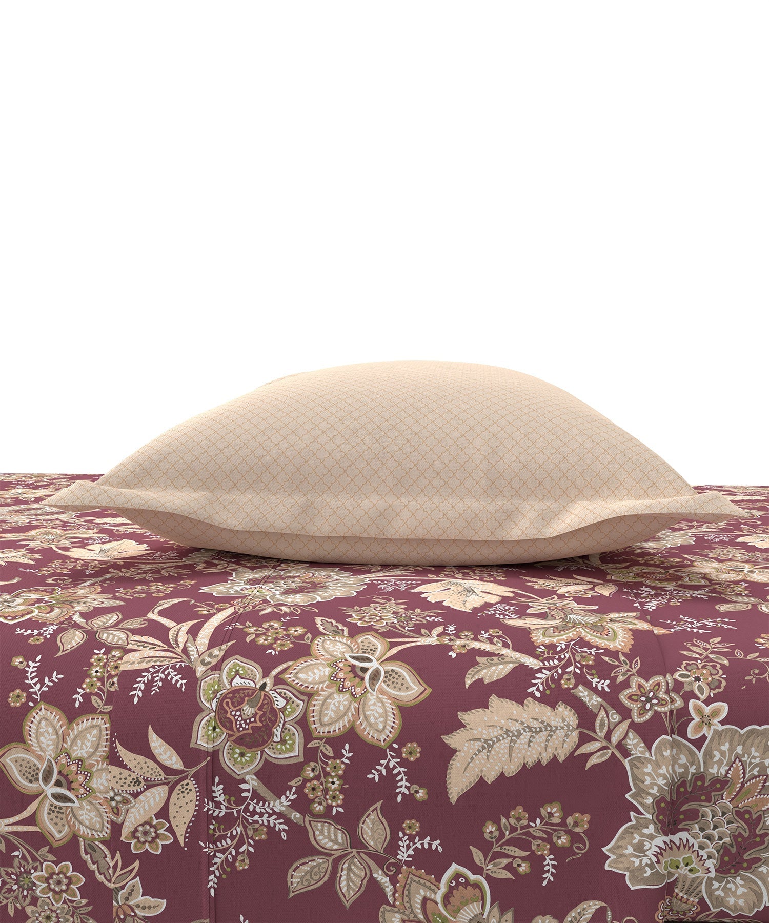Home Essential King Printed Bedsheet, 144TC, 100% Cotton-Elaila Mauve
