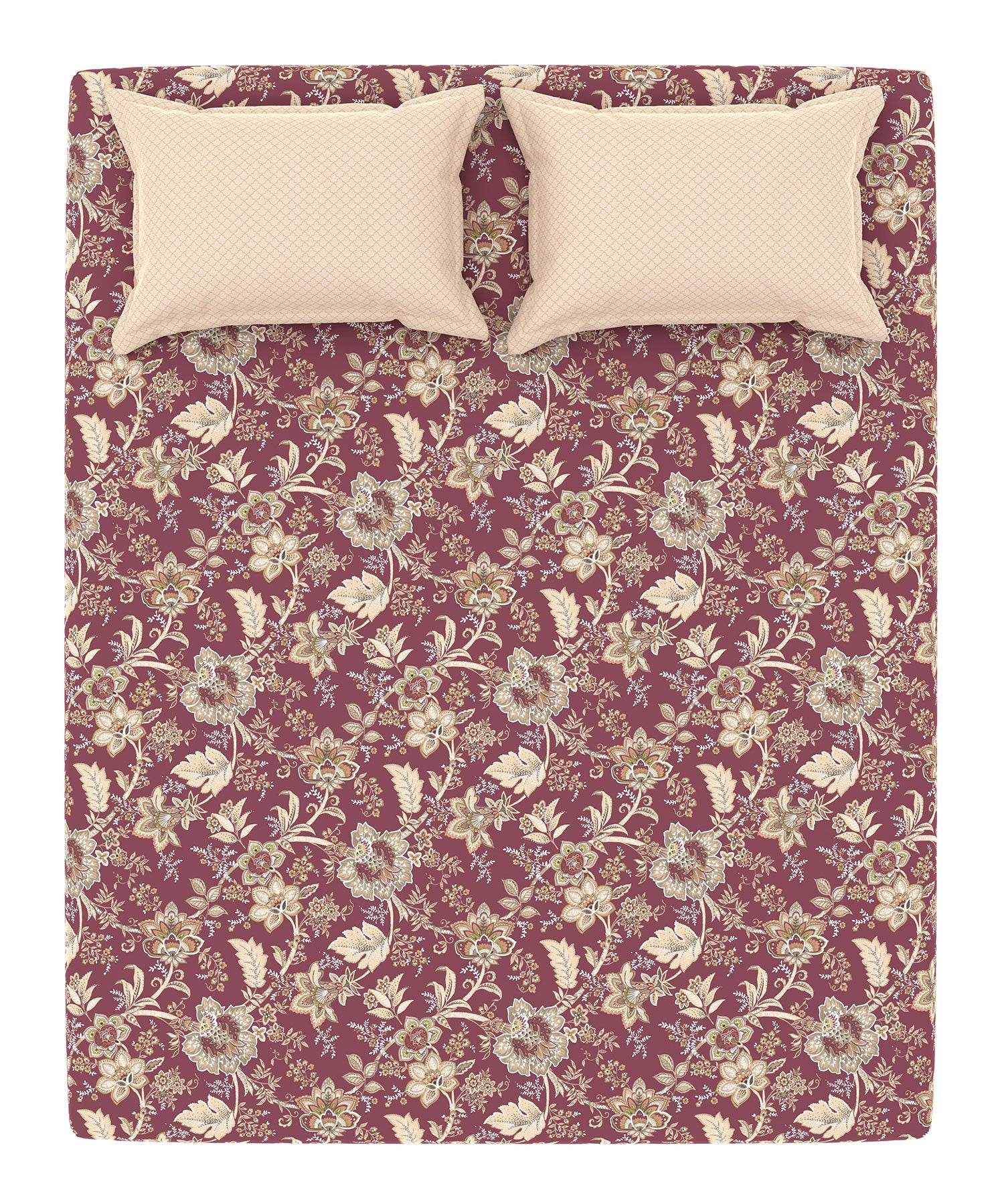 Home Essential King Printed Bedsheet, 144TC, 100% Cotton-Elaila Mauve