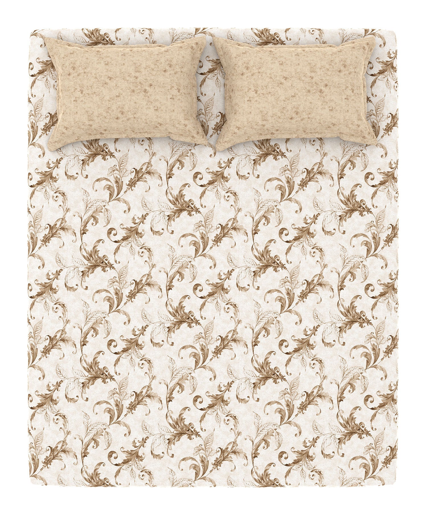 Home Essential King Printed Bedsheet, 144TC, 100% Cotton-Osiris Brown