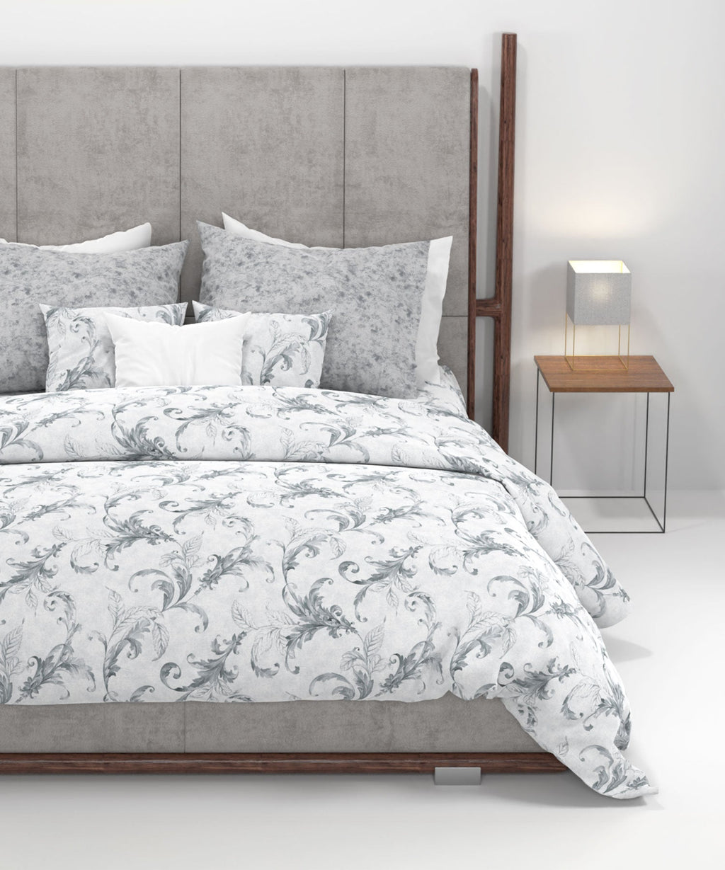 Home Essential King Printed Bedsheet, 144TC, 100% Cotton-Osiris Grey