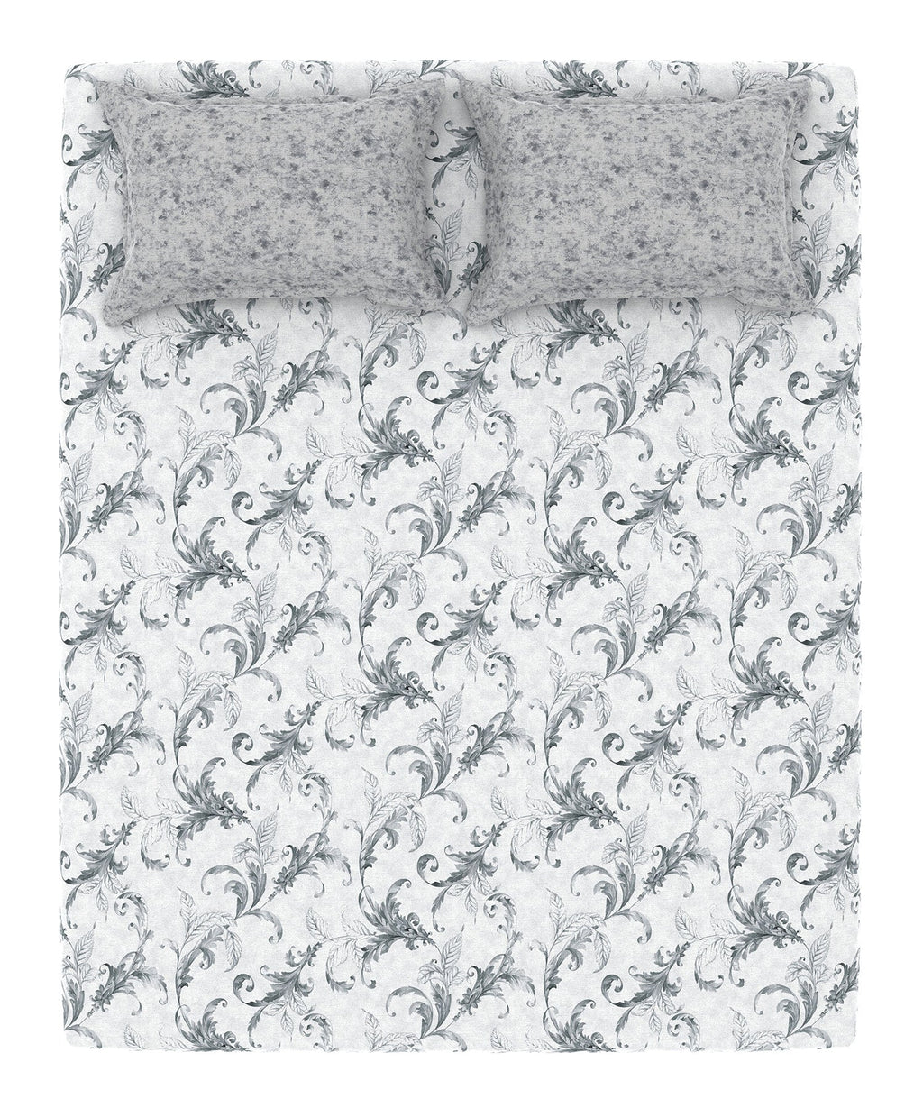 Home Essential King Printed Bedsheet, 144TC, 100% Cotton-Osiris Grey