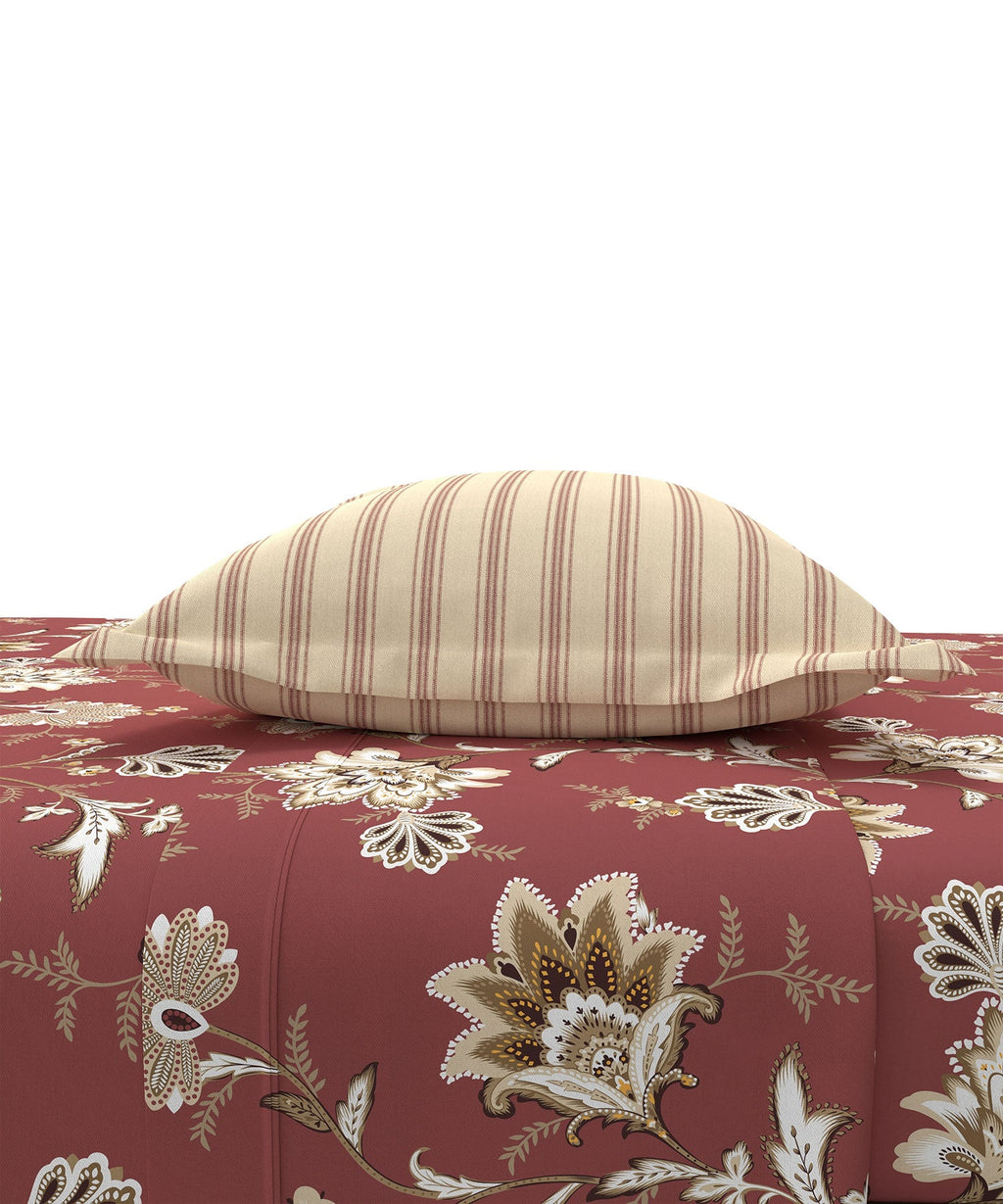 Home Essential King Printed Bedsheet, 144TC, 100% Cotton-Yasmin Red