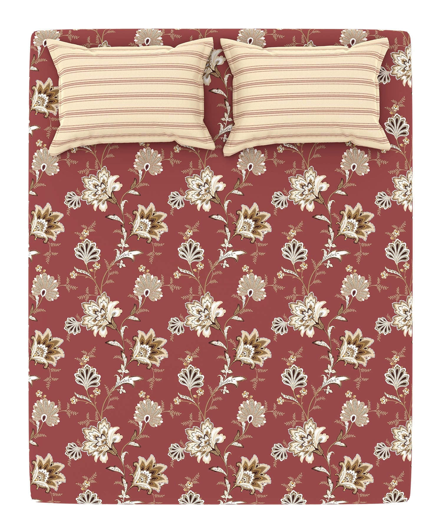 Home Essential King Printed Bedsheet, 144TC, 100% Cotton-Yasmin Red