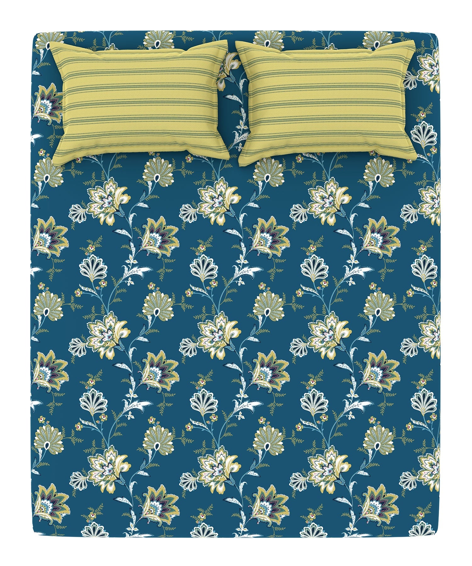 Home Essential King Printed Bedsheet, 144TC, 100% Cotton-Yasmin Teal