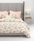 Home Essential King Printed Bedsheet, 144TC, 100% Cotton-Nayra Peach