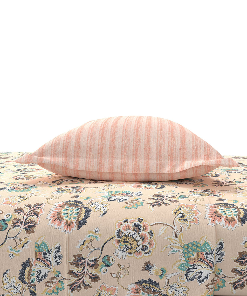 Home Essential King Printed Bedsheet, 144TC, 100% Cotton-Nayra Peach