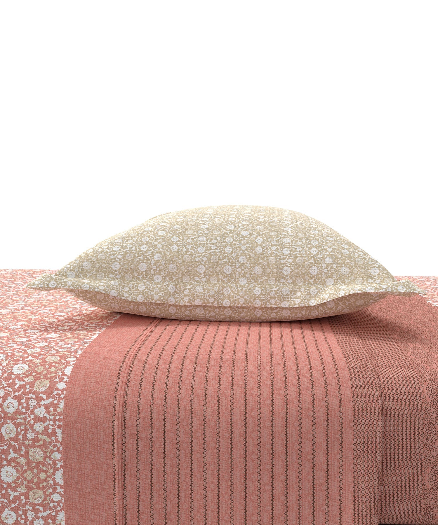 Home Essential King Printed Bedsheet, 144TC, 100% Cotton-Emaar Red