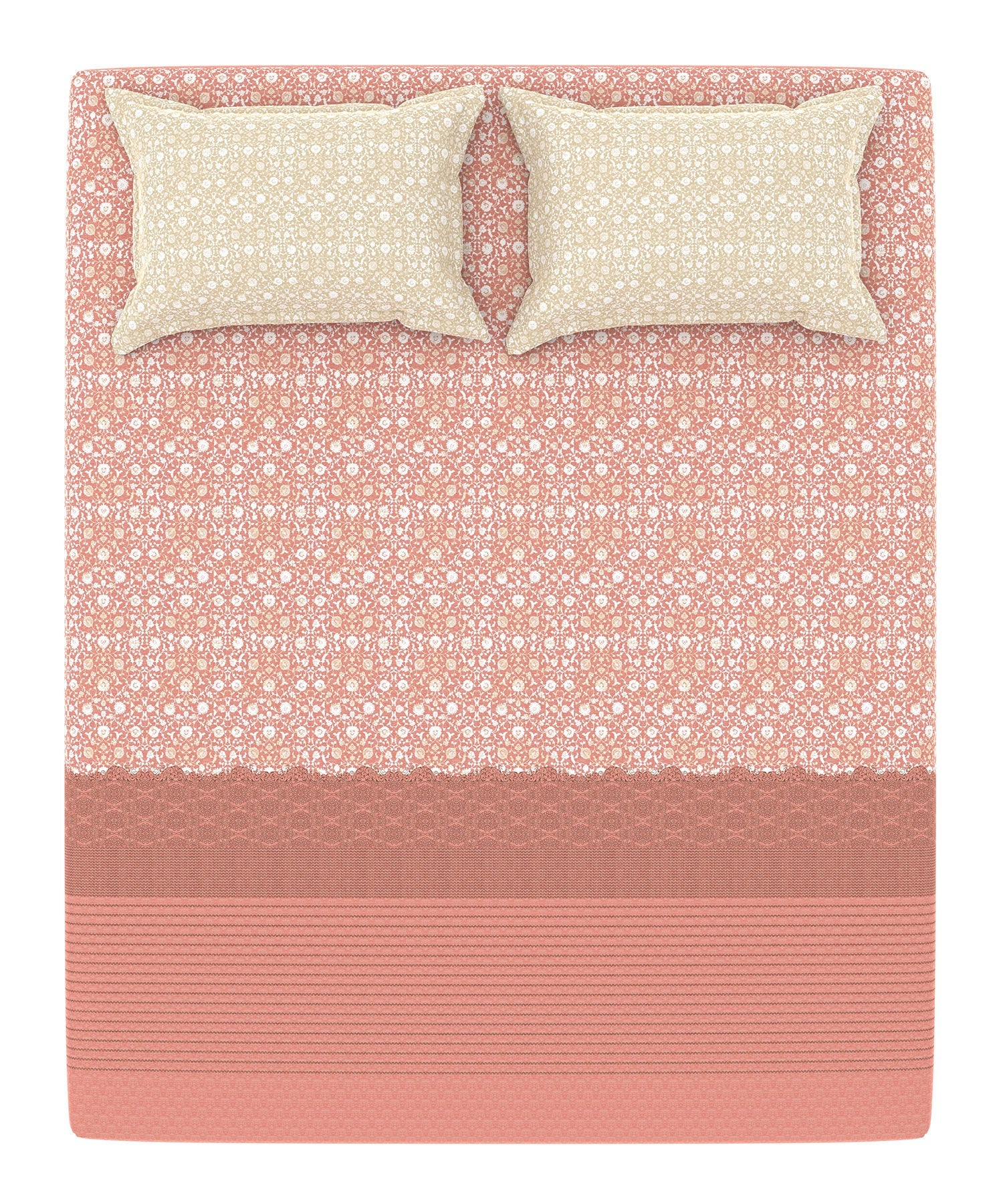 Home Essential King Printed Bedsheet, 144TC, 100% Cotton-Emaar Red
