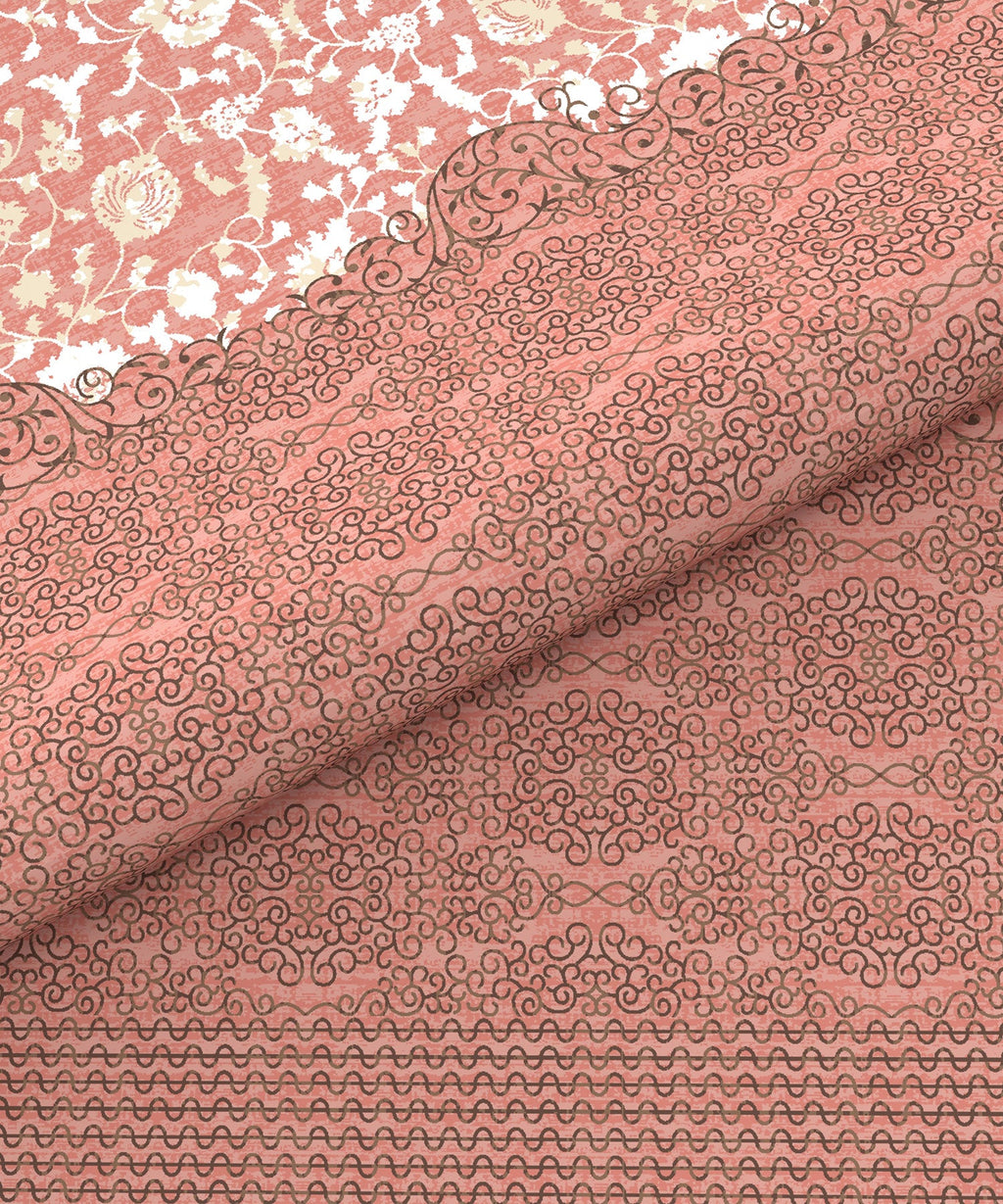 Home Essential King Printed Bedsheet, 144TC, 100% Cotton-Emaar Red