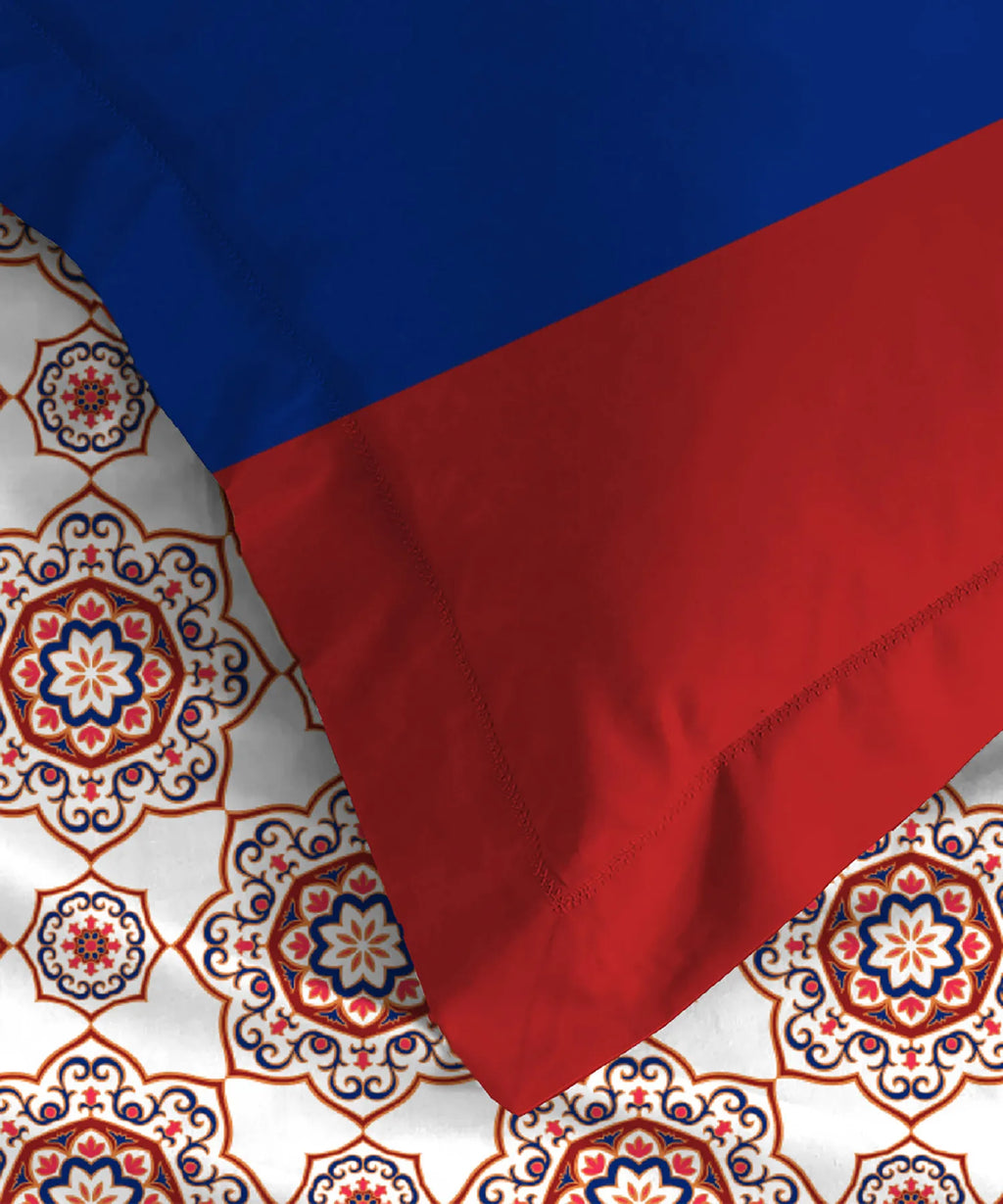 Urban Comfort Queen Bedsheet Set, Majestic Mandala Red|144 TC Cotton| 2 Pillow Covers