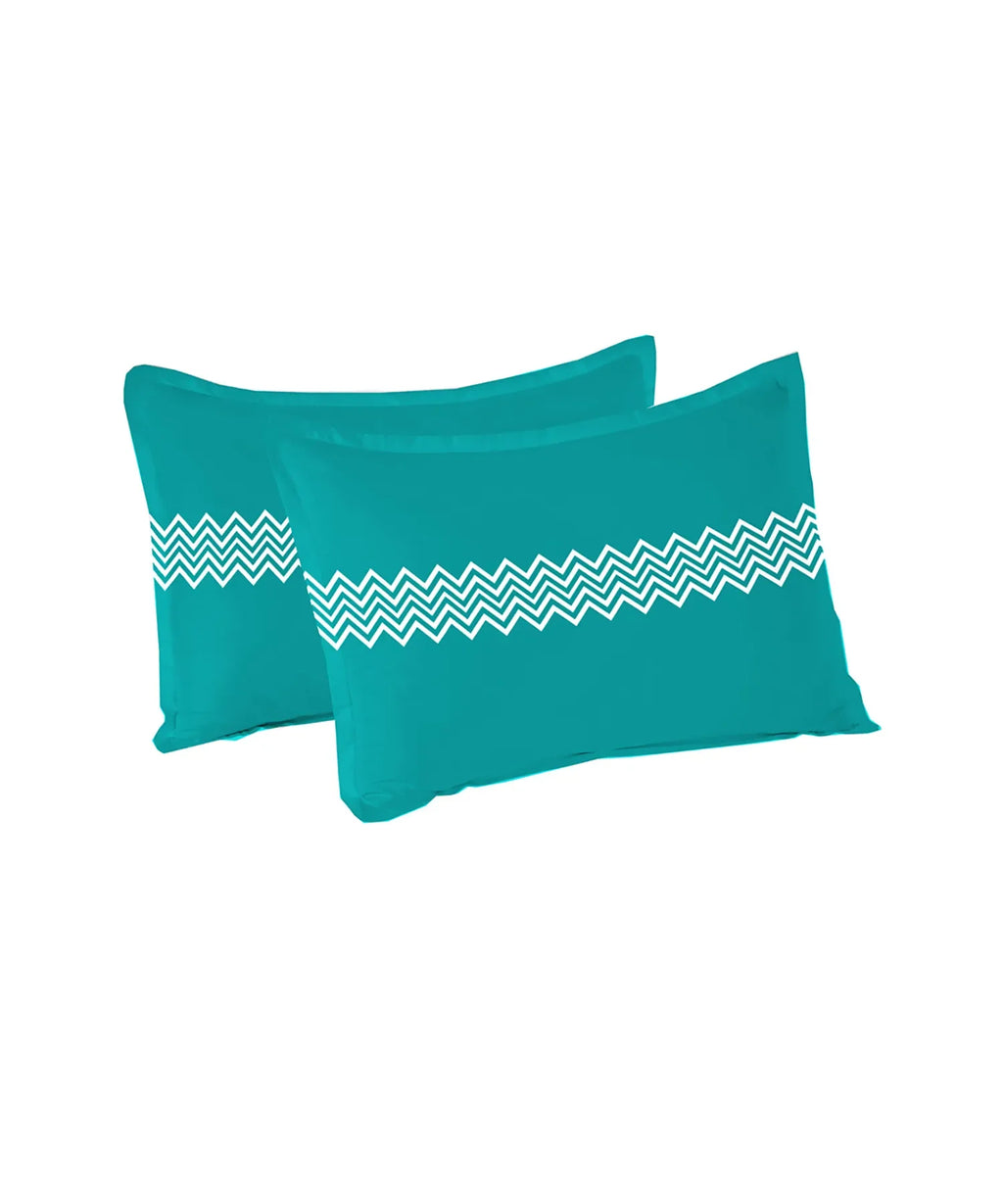 Urban Comfort Queen Bedsheet Set, Trippy Triangles Blue |144 TC Cotton| 2 Pillow Covers