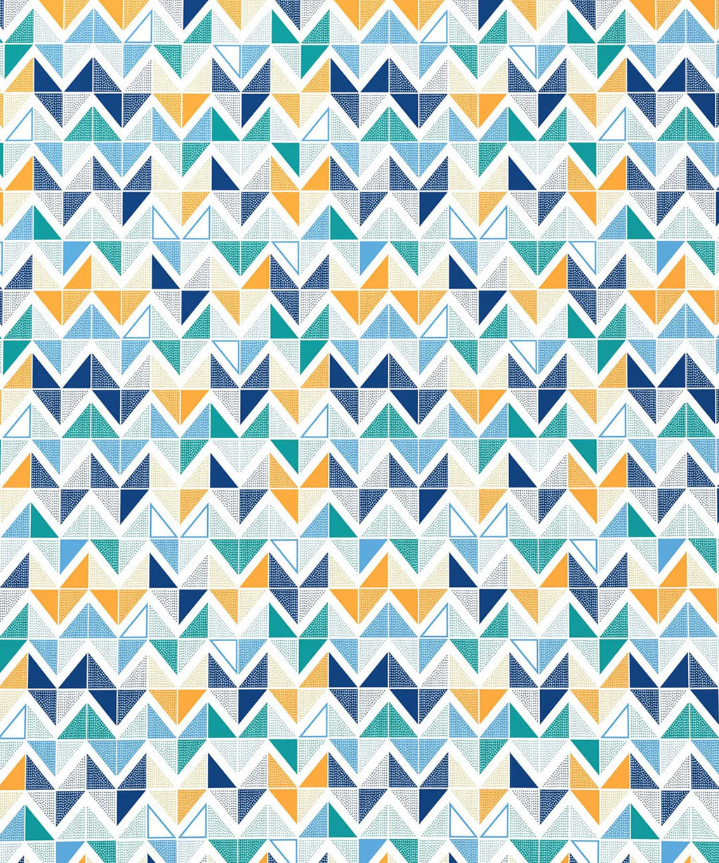 Urban Comfort Queen Bedsheet Set, Trippy Triangles Blue |144 TC Cotton| 2 Pillow Covers