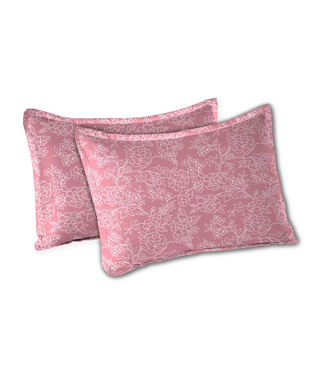 Urban Comfort Queen Bedsheet Set, Juliet Pink |144 TC Cotton| 2 Pillow Covers