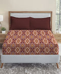 Urban Comfort Queen Bedsheet Set, Modern Brown |144 TC Cotton| 2 Pillow Covers