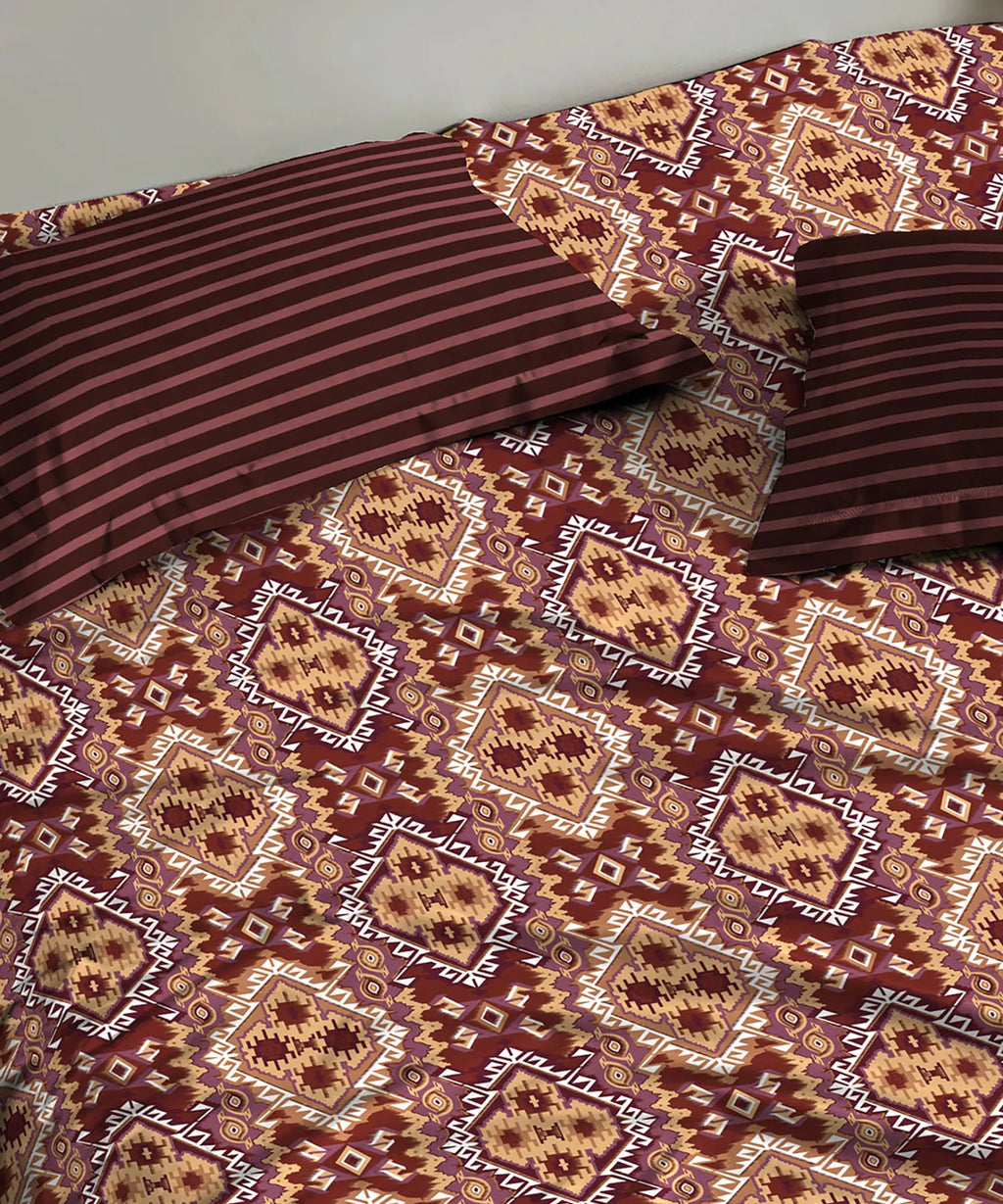 Urban Comfort Queen Bedsheet, Modern Brown| 144TC Cotton| 2 Pillow Cover