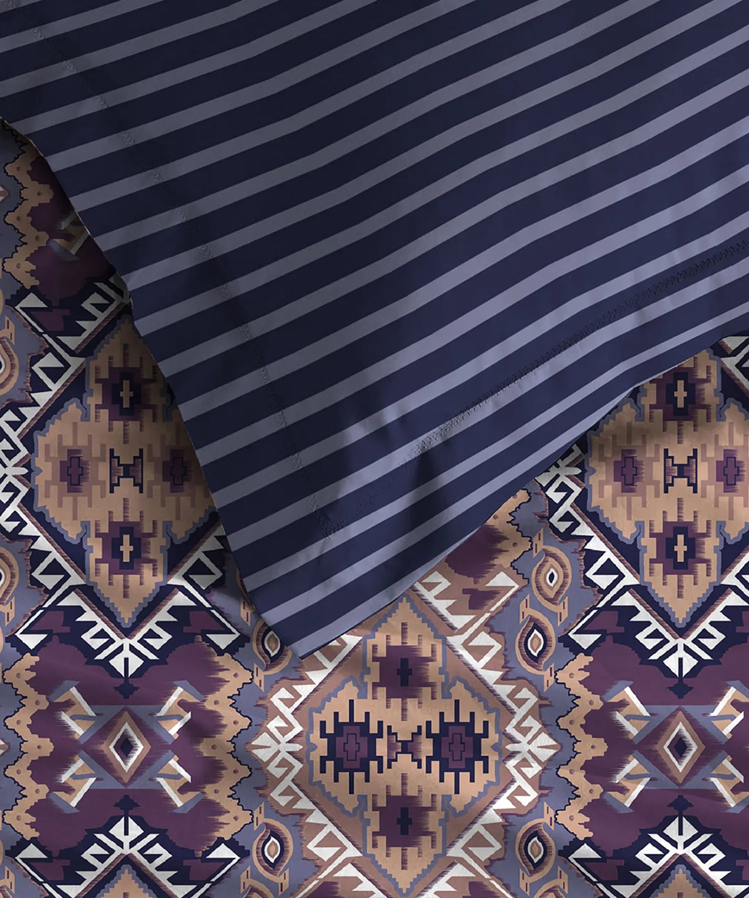 Urban Comfort Queen Bedsheet Set, Modern Indigo |144 TC Cotton| 2 Pillow Covers