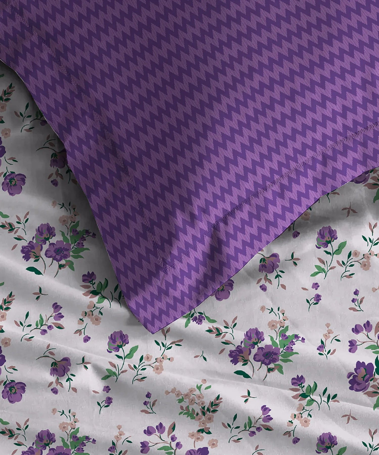 Urban Comfort Queen Bedsheet Set, Sunset Purple |144 TC Cotton| 2 Pillow Covers