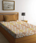 Urban Comfort Single Bedsheet Set, Aria Yellow |144 TC Cotton| 1 Pillow Covers