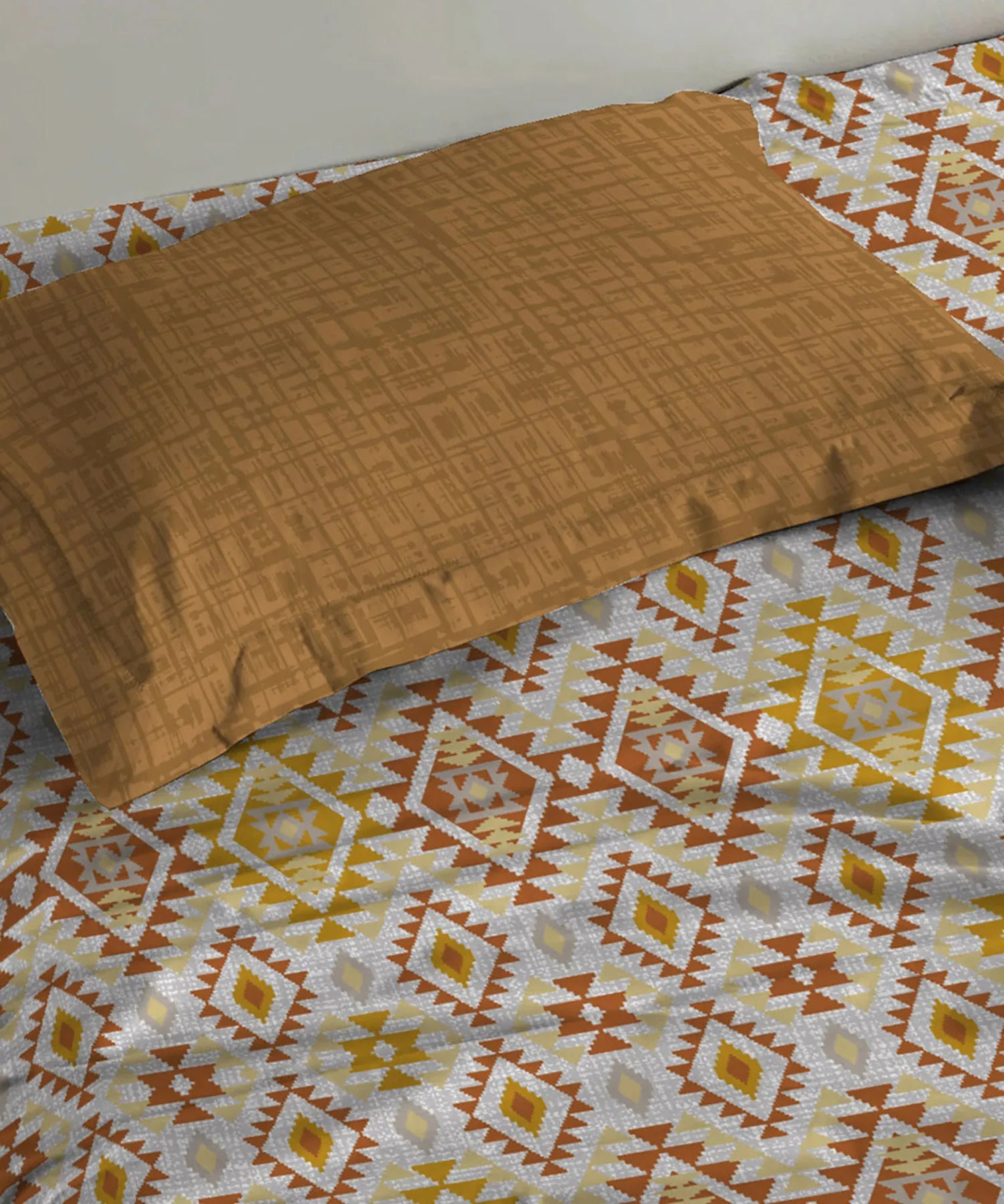 Urban Comfort Single Bedsheet Set, Aria Yellow |144 TC Cotton| 1 Pillow Covers