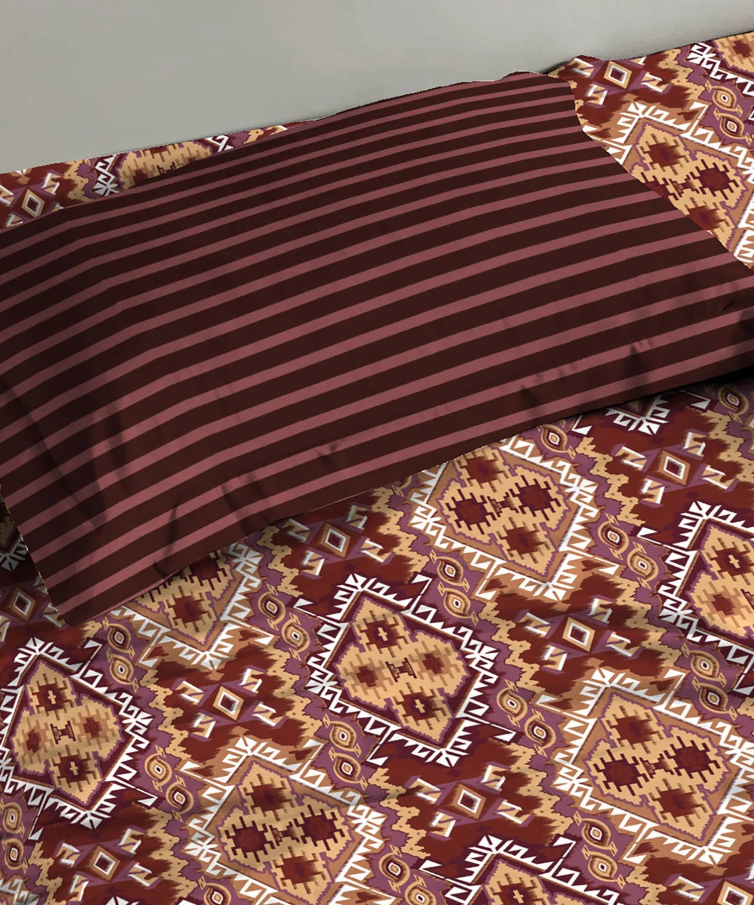 Urban Comfort Single Bedsheet Set, Modern Brown |144 TC Cotton| 1 Pillow Covers
