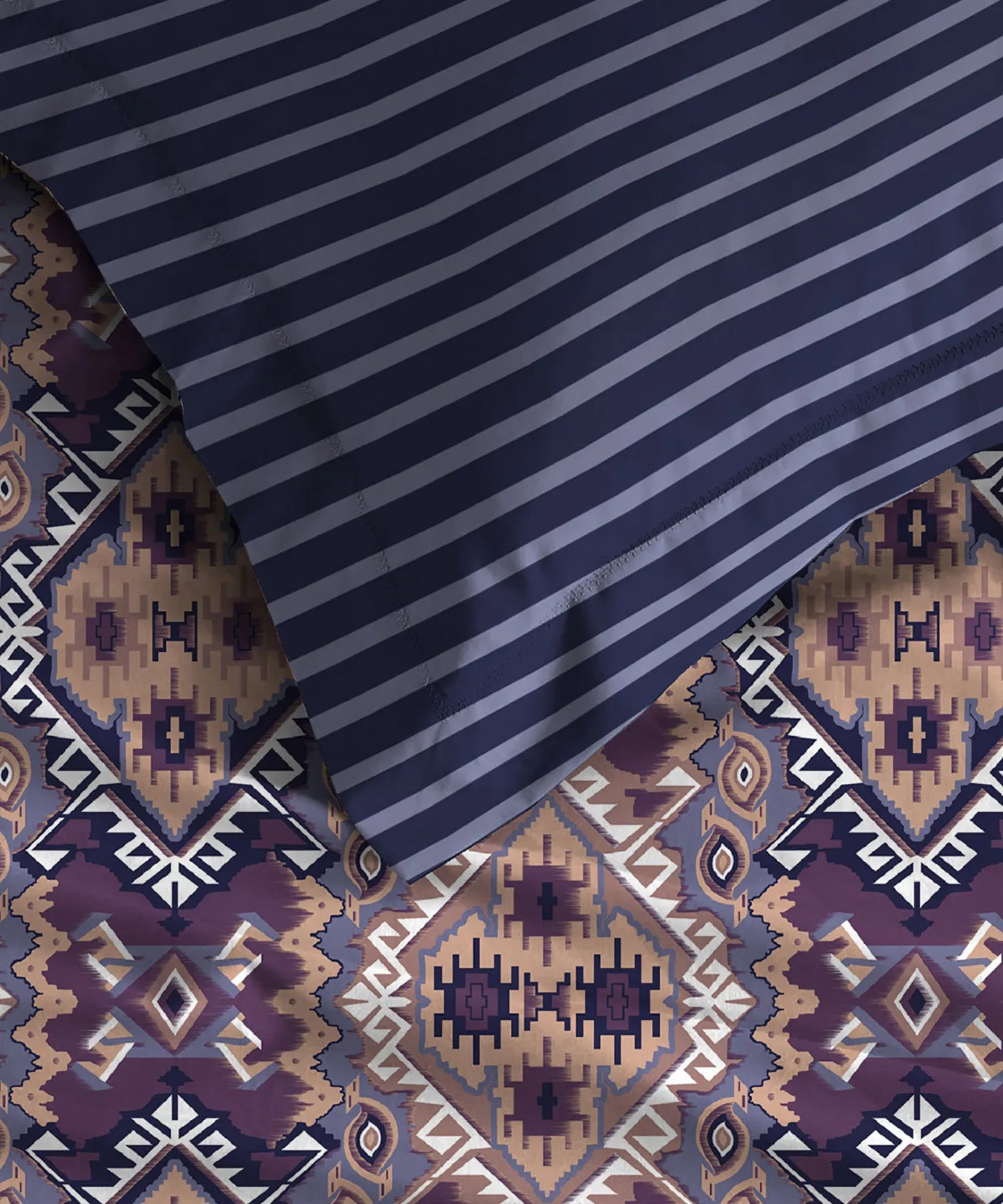 Urban Comfort Single Bedsheet Set, Modern Indigo |144 TC Cotton| 1 Pillow Covers