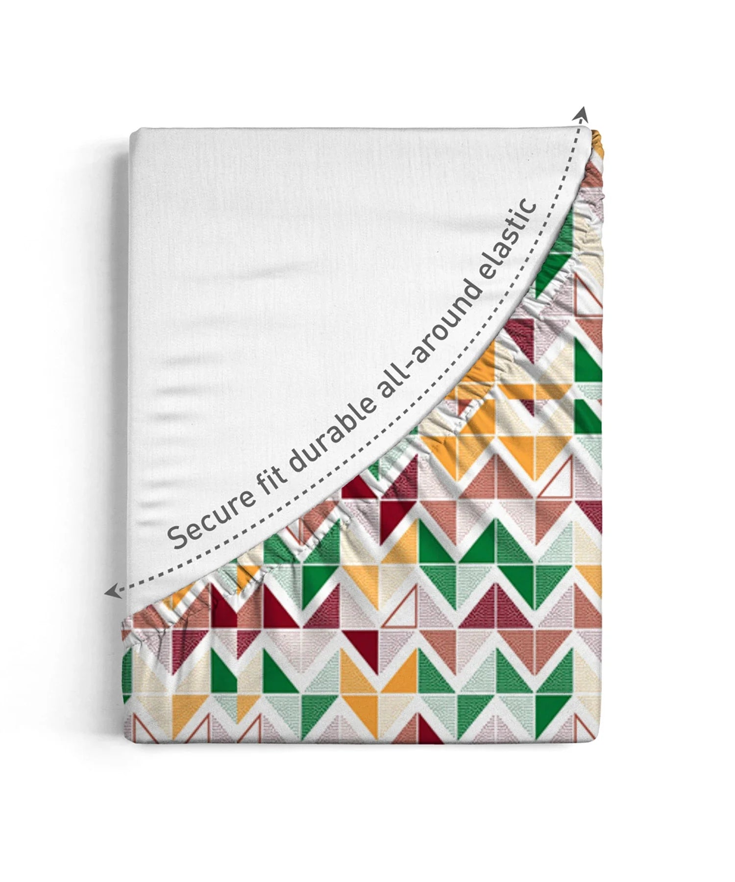 Urban Comfort King Fitted Bedsheet Set, Trippy Triangles Red|144 TC Cotton| 2 Pillow Covers