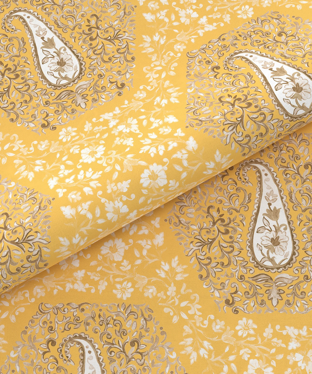 Carnival Ornate Queen Bedsheet, Heer Yellow|144 TC Cotton| 2 Pillow Covers