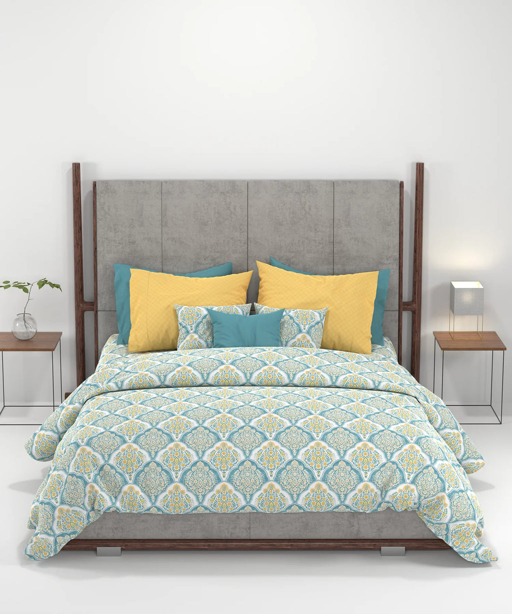 Carnival Ornate Queen Bedsheet, Manohari Cobalt Blue|144 TC Cotton| 2 Pillow Covers