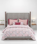 Carnival Ornate Queen Bedsheet, Meera Pink|144 TC Cotton| 2 Pillow Covers