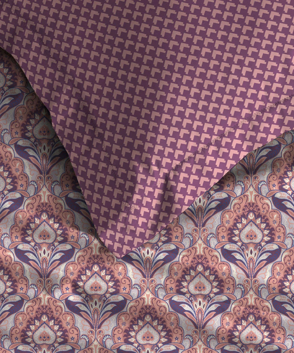 Moments Queen Bedsheet Set, Evelyn Mauve |120 TC Cotton