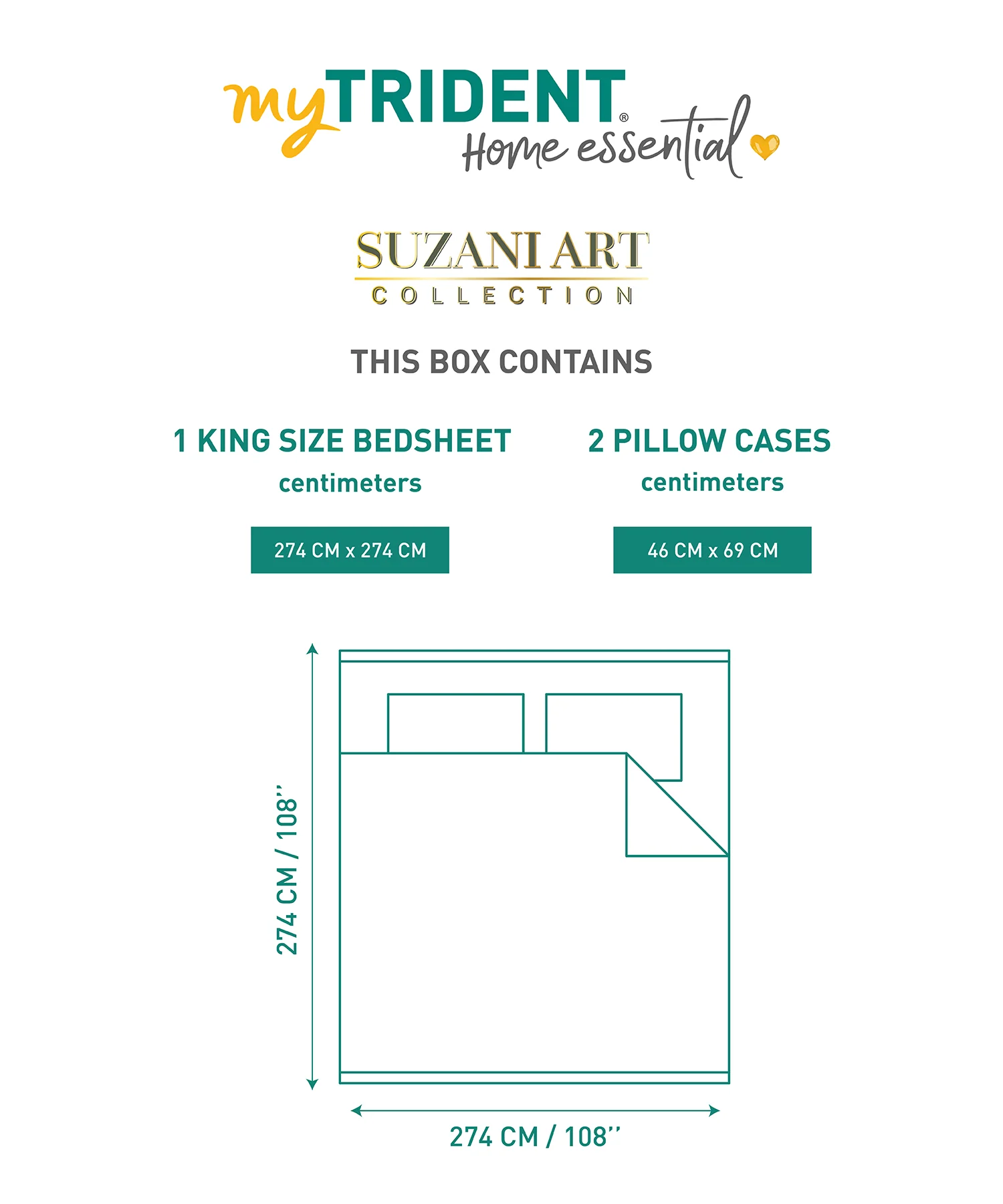 Home Essential  Suzani King Bedsheet, Angan Phool|144TC Cotton| 2 Pillow Covers